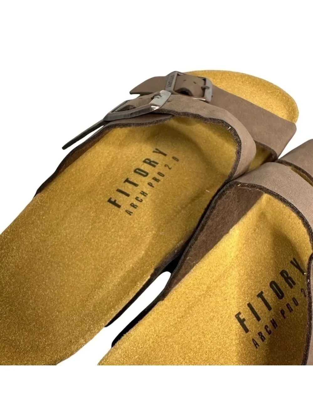 Fitory Arch Pro 2.0 Men’s Brown Sandals Size 11 Adjustable Buckle Comfort Slides